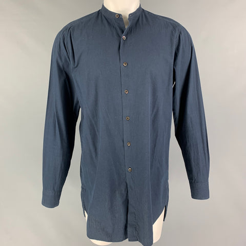 DRIES VAN NOTEN Size M Navy Brown Rhombus Cotton Long Sleeve Shirt