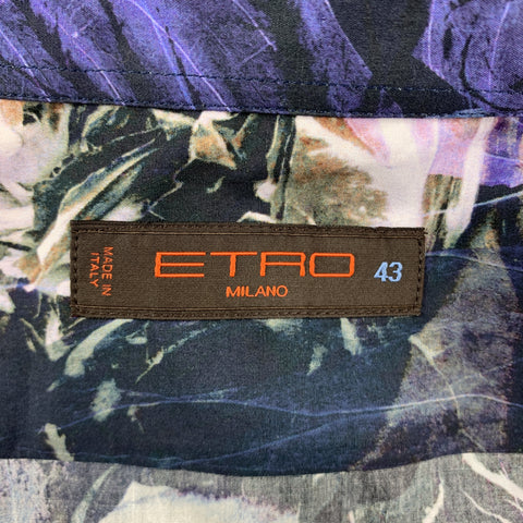ETRO Taille L Imprimer Chemise à manches longues boutonnée en coton noir et violet