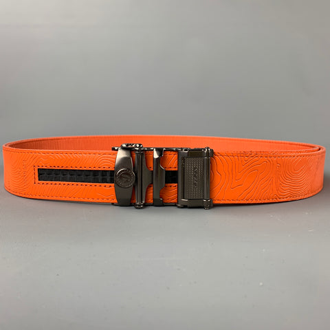 MISSION Size 38 Orange Engraved Leather Belt