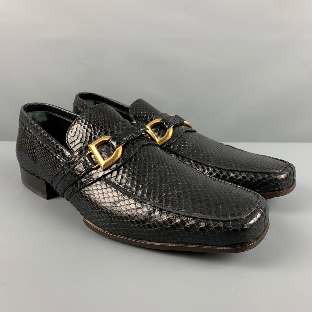 DOLCE & GABBANA Size 7 Black Textured Leather Slip On  display picture 1