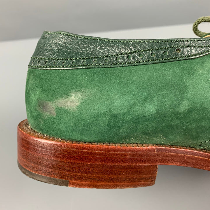 LOBB'S Zapatos con cordones y punta de ala de gamuza perforada verde talla 8