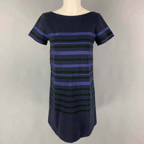SACAI LUCK Size M Navy Jersey Stripe Short Sleeve Dress
