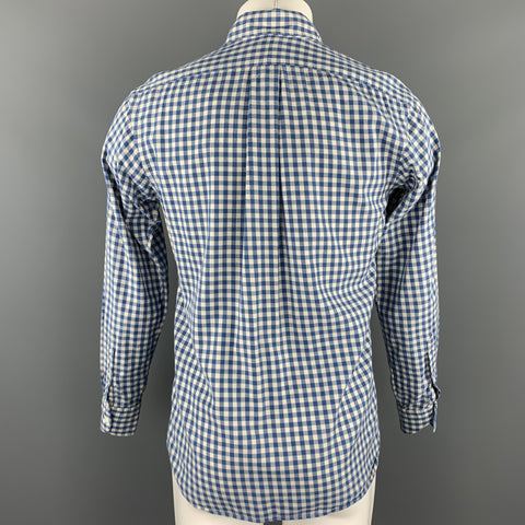 HAMILTON Size S Blue & White Checkered Cotton Button Down Long Sleeve Shirt