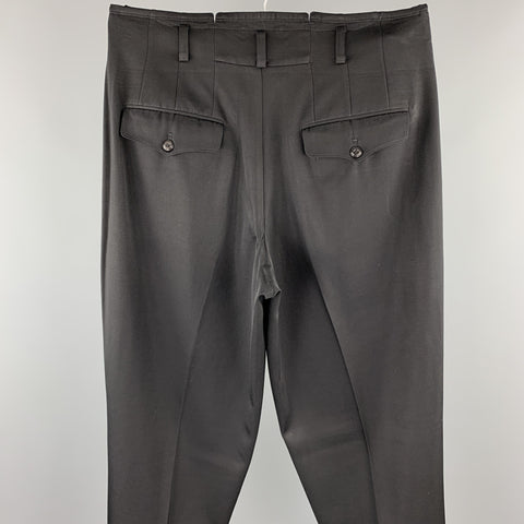 Vintage MATSUDA Size 34 Black Wool Zip Fly High Waisted Dress Pants