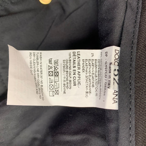 DOLCE & GABBANA Size 36 Black Distressed Cotton Elastane Zip Fly Jeans