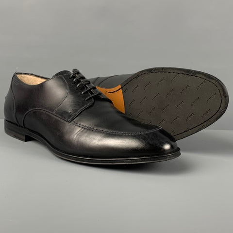 BALLY Size 6.5 Black Leather Lace Up Shoes