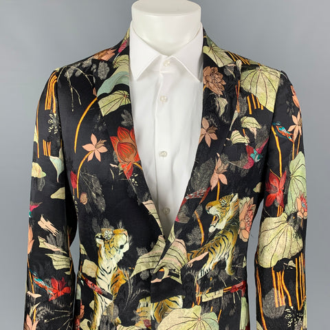 ETRO Taille 38 Manteau de sport à revers en viscose mélangée imprimé multicolore