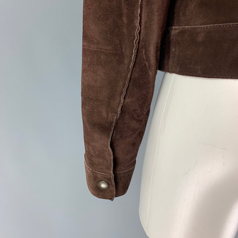 MIU MIU Size 6 Brown Suede Snaps Jacket
