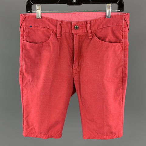45rpm Red Solid Cotton Zip Fly Size 30 Shorts