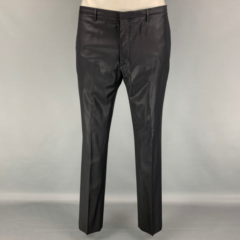 CALVIN KLEIN COLLECTION Size 44 Black Wool Notch Lapel Suit