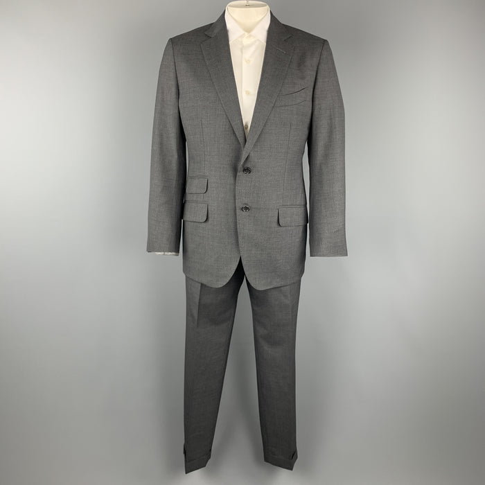 TOM FORD Size 44 Dark Gray Wool Notch Lapel Cuffed Leg Suit