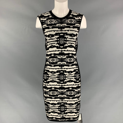 DAGMAR Size M Black & White Cotton Blend Marbled Dress