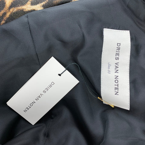 DRIES VAN NOTEN S/S 20 Size 40 Tan & Black Leopard  Print Wool Jacket