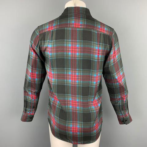 MARC JACOBS Taille M Chemise à manches longues boutonnée en viscose à carreaux noir et rouge