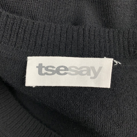 TSESAY Taille S Pull à manches courtes froncé en cachemire noir