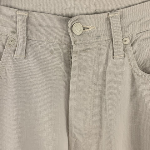 45rpm Size 32 x 36 Cream Solid Cotton Selvedge Denim Button Fly Jeans