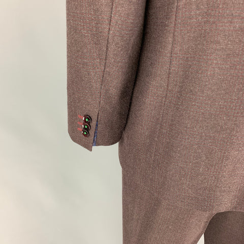 TED BAKER Size 46 Brown Burgundy Wool Single Button Suit