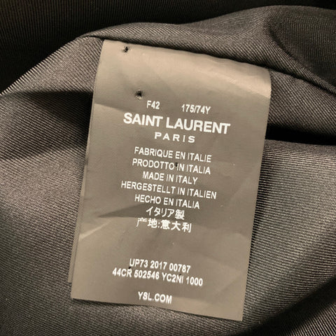 SAINT LAURENT Size 10 Black Leather Mini Skirt