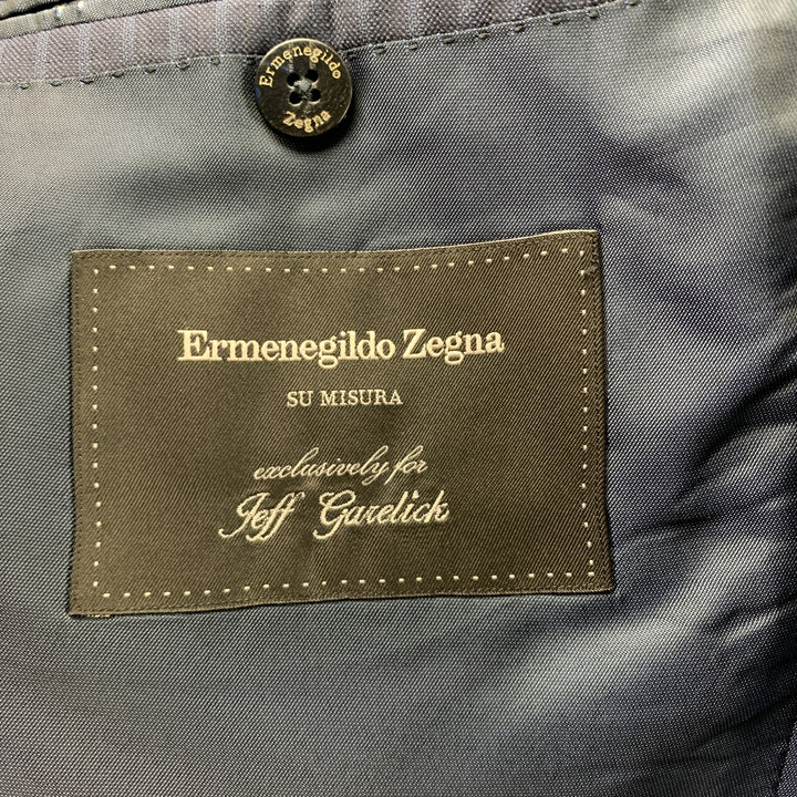 ERMENEGILDO ZEGNA 40 Regular Navy Stripe Wool Notch Lapel 3 Piece Suit