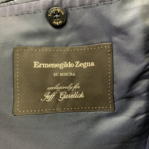 ERMENEGILDO ZEGNA 40 Regular Navy Stripe Wool Notch Lapel 3 Piece Suit