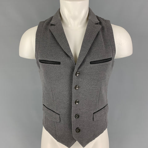 RAG & BONE Size M Grey Black Woven Merino Wool Notch Lapel Vest