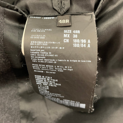 PRADA Size 38 Charcoal Wool Single Breasted Peak Lapel Suit