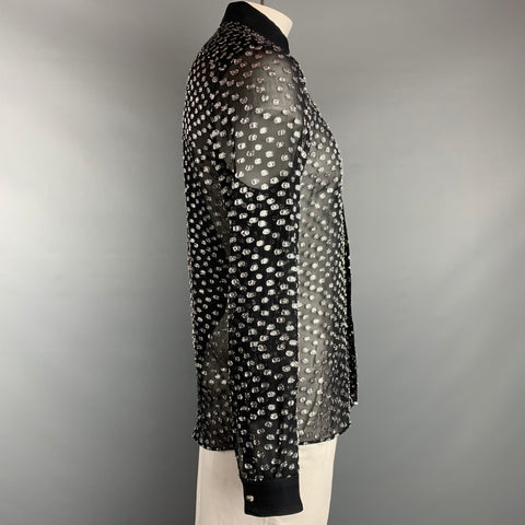 VERSUS by GIANNI VERSACE Size M Black & Silver Metallic Long Sleeve Shirt