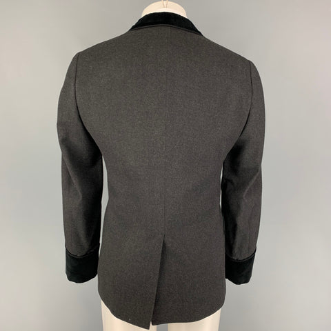 DOLCE & GABBANA Size 40 Charcoal Black Mixed Fabrics Sport Coat