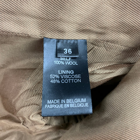 MERYL ROGGE Size 6 Camel Twill Wool Double Breasted Jacket