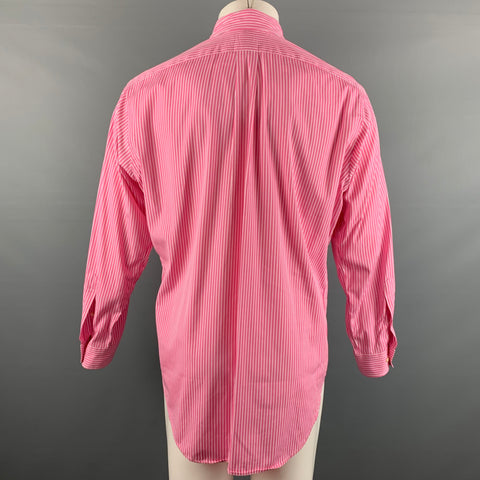 RALPH LAUREN Size M Pink White Stripe Cotton Long Sleeve Shirt