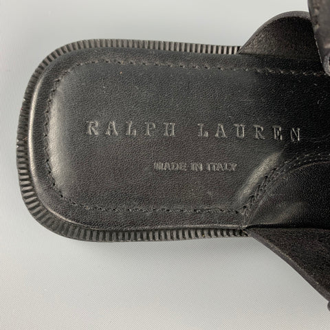 RALPH LAUREN Size 9 Black Leather & Rope Gladiator Sandals