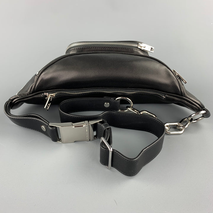 ALEXANDER WANG Attica Black Leather Chain Fanny Pack Bag