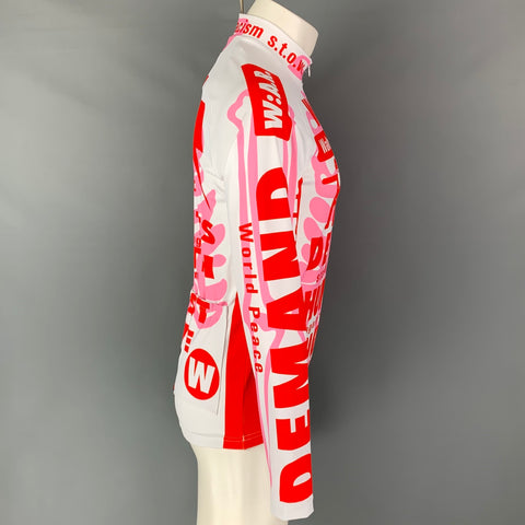 WALTER VAN BEIRENDONCK FW20 Size M White Red Graphic Nylon Jersey Bike Top