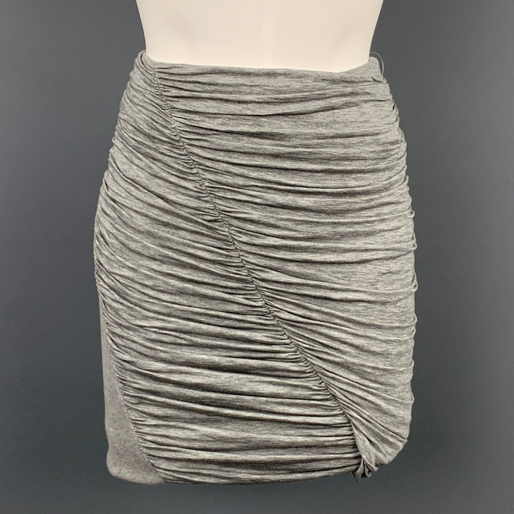 RAG & BONE Size 4 Grey Jerse Heather Lyocell Blend Ruched Skirt