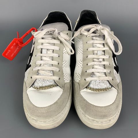 OFF-WHITE C/O VIRGIL ABLOH Helvetica Size 12 White Leather Lace Up Sneakers