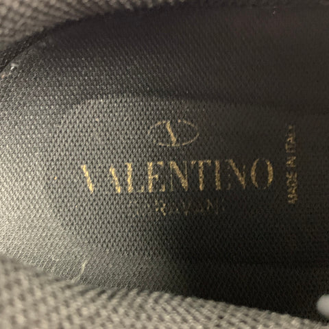 VALENTINO Size 12 Olive Multi-Color Camo Leather Rockrunner Sneakers