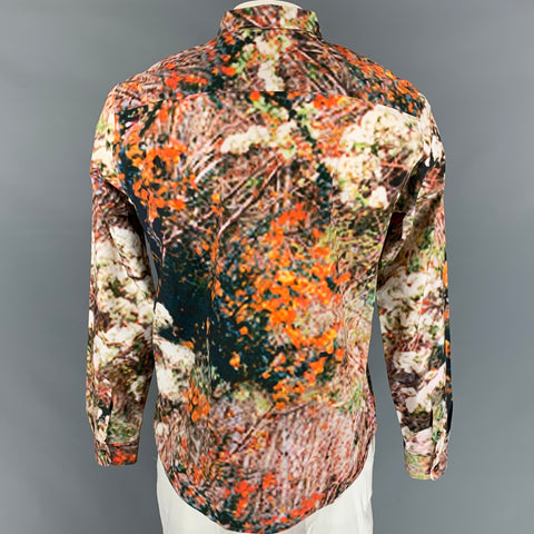 CARVEN Taille L Chemise à manches longues boutonnée en coton imprimé multicolore