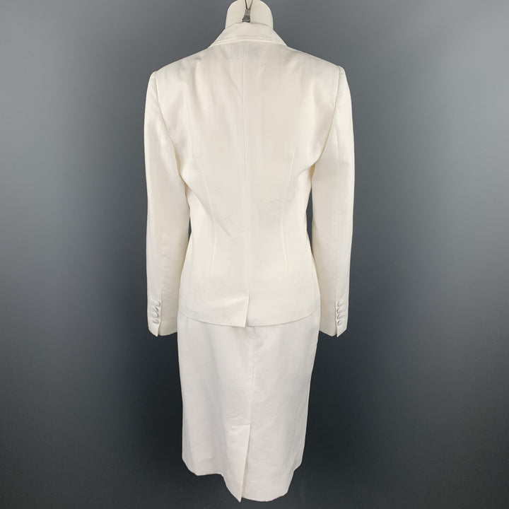 DOLCE & GABBANA Size 8 White Cotton / Flax A-Line Skirt Set