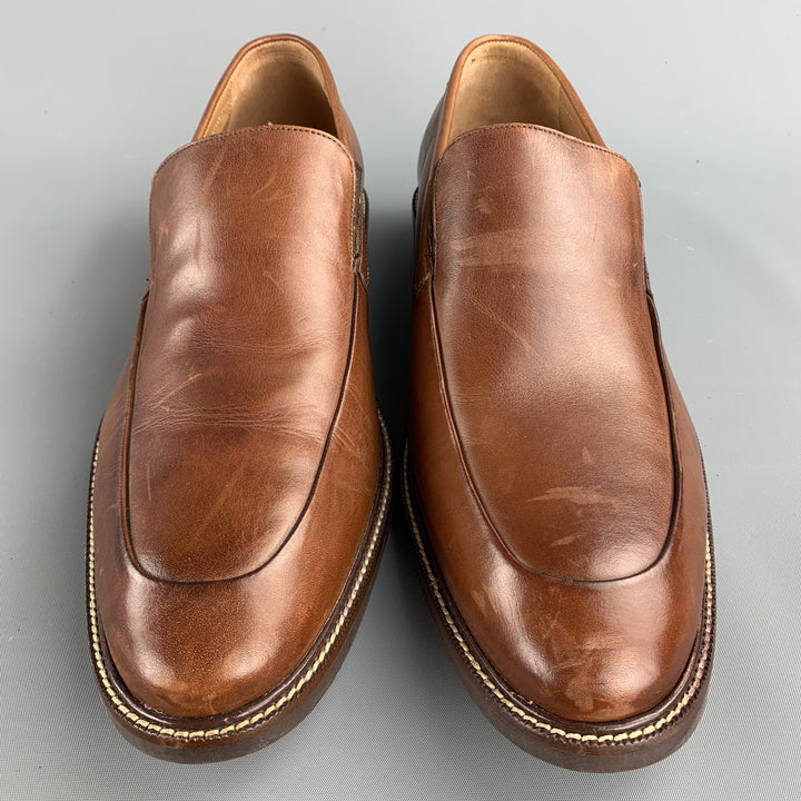 COLE HAAN Size 9.5 Tan Solid Leather Slip On Loafers