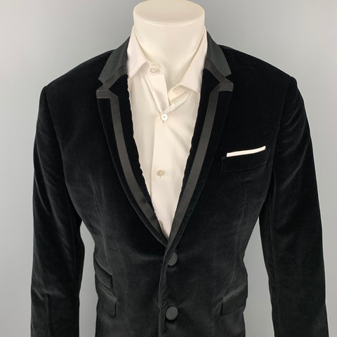 NEIL BARRETT Size 40 Black Velvet Notch Lapel Sport Coat