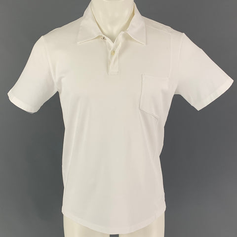 LA PERLA Size M White Cotton Hidden Placket Polo