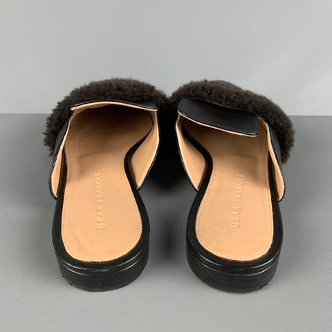 DEAR FRANCES Zapatos planos de piel de oveja de color negro y marrón, talla 8