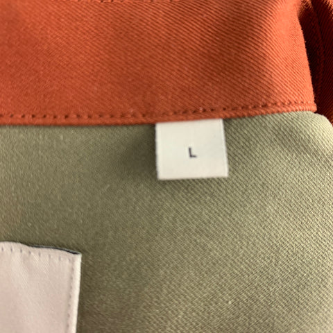 PAUL SMITH Size L Orange Rust Cotton Worker Long Sleeve Shirt