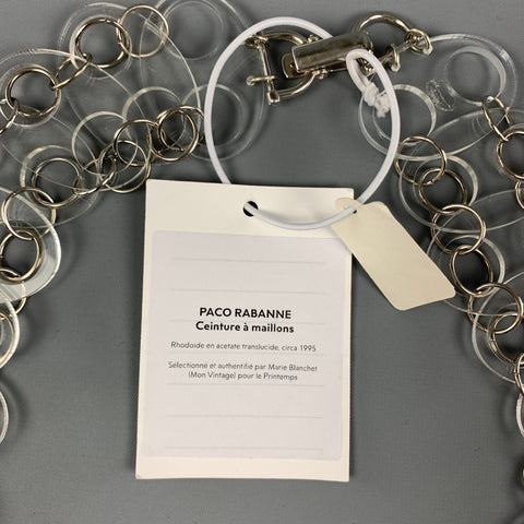 PACO RABANNE Clear Silver Link Lucite Ring Necklace Belt