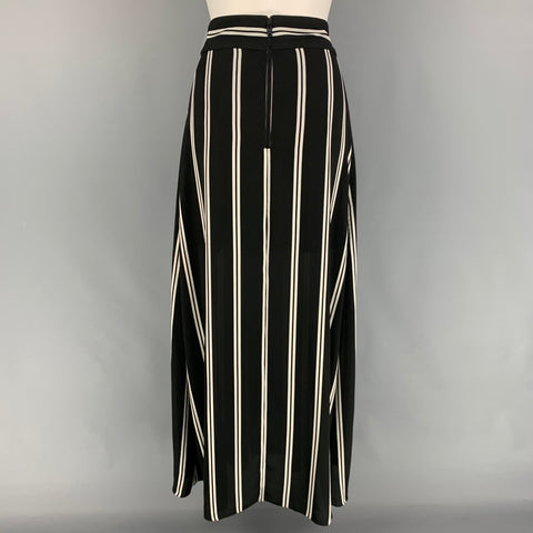 ALICE + OLIVIA Falda larga a rayas de poliéster blanco y negro talla 2