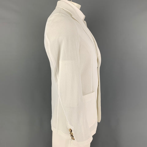GIORGIO ARMANI Size 42 White Honeycomb Polyamide Sport Coat