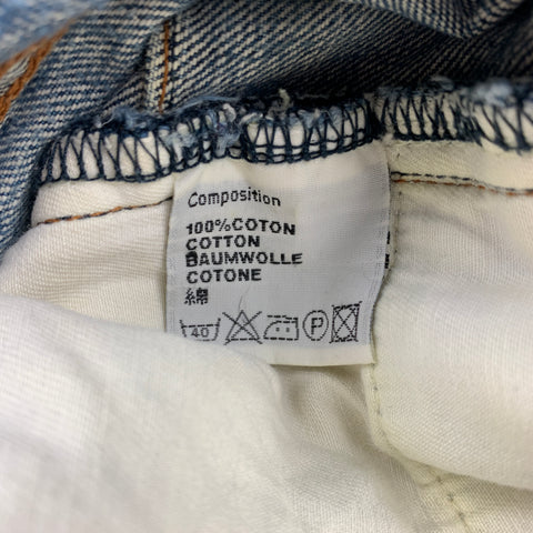DIOR HOMME Size 32 Indigo Distressed Cotton Button Fly Jeans