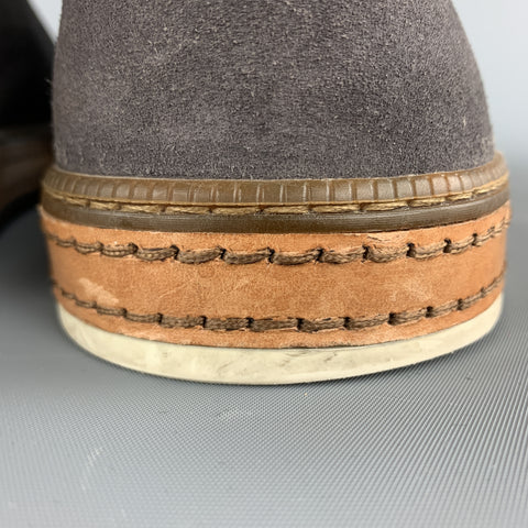 BERLUTI Size 11 Dark Gray Contrast Lace Leather Trim Ankle Chukka Boots
