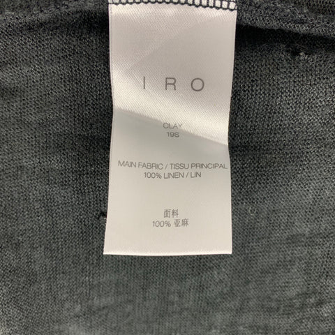 IRO Size XS Black Distressed Linen Crew-Neck T-shirt