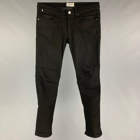 ACNE STUDIOS Size 32 Black Cotton Zip Fly Jeans